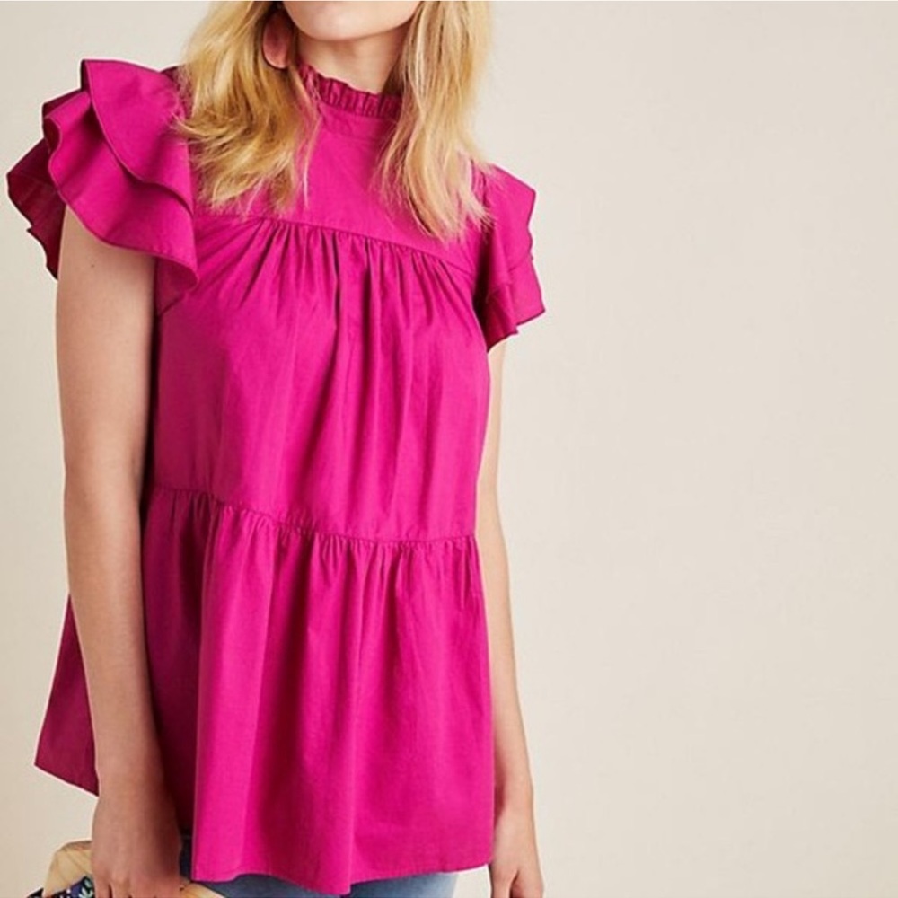 Maeve Anthropologie Pink Top